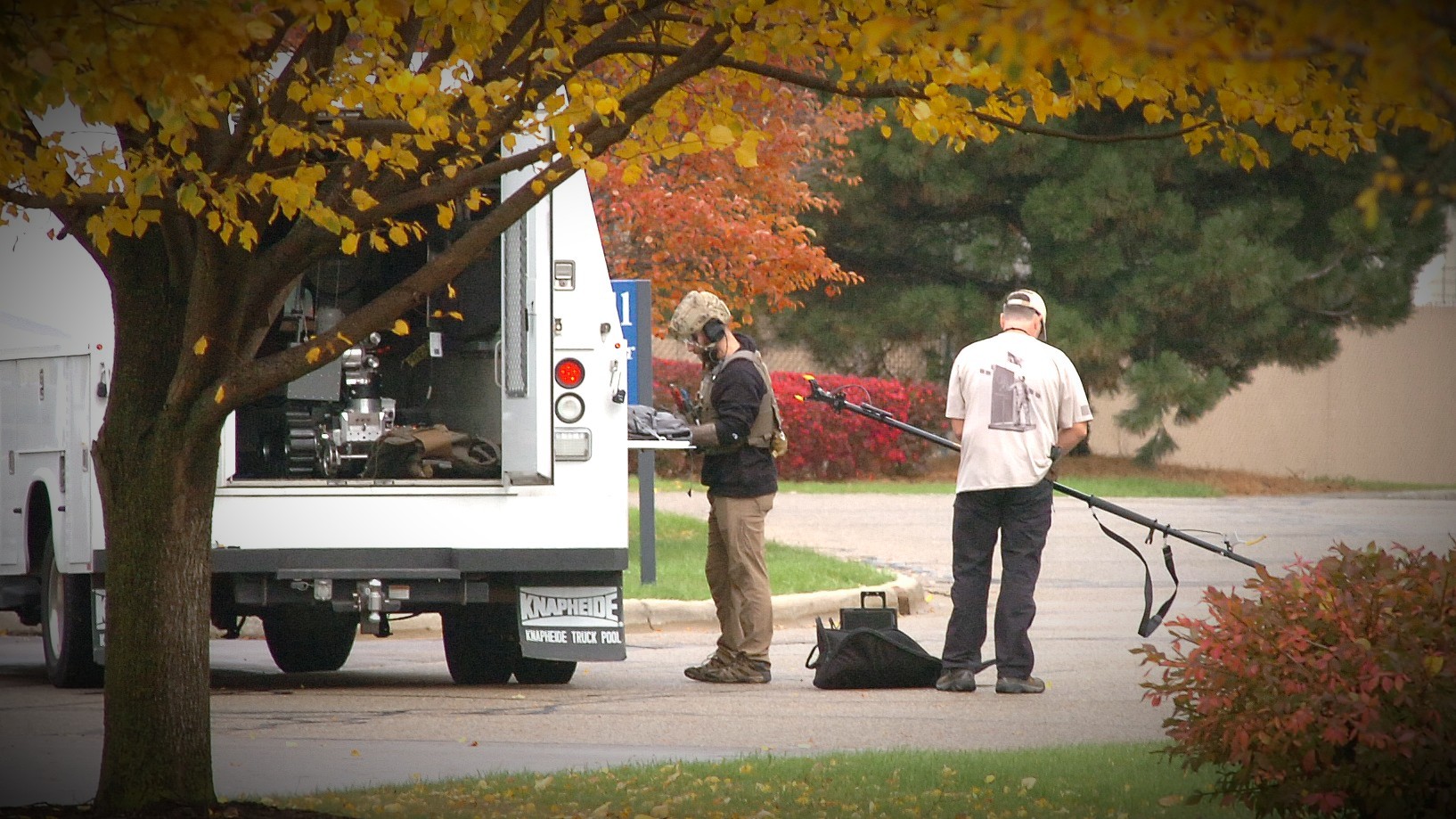 Members of the Dane County Bomb Squad prepare to enter Goodwill to remove a possible explosive device found among donated items. JNR photo by Dan Plutchak