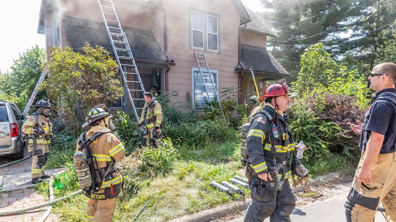 Four people were able to get out safely after fire broke out Friday in their Janesville home. Dave Sheen photo