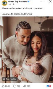 Jordan Love, Ronika Stone announce the birth of their first child